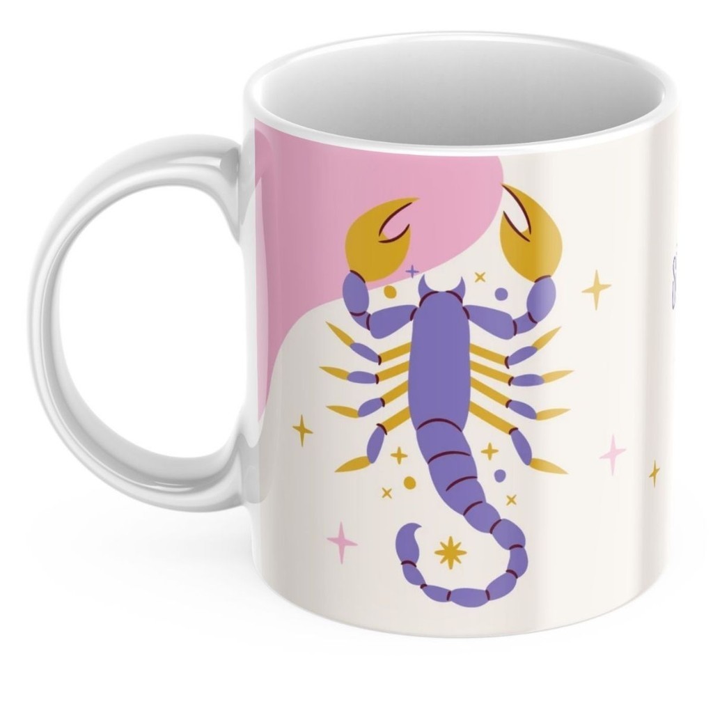 Imagem Caneca Xicara de Café ou Chá de Porcelana Personalizada Signos Escorpião Divertida Engraçada para Presente Criativo 325m