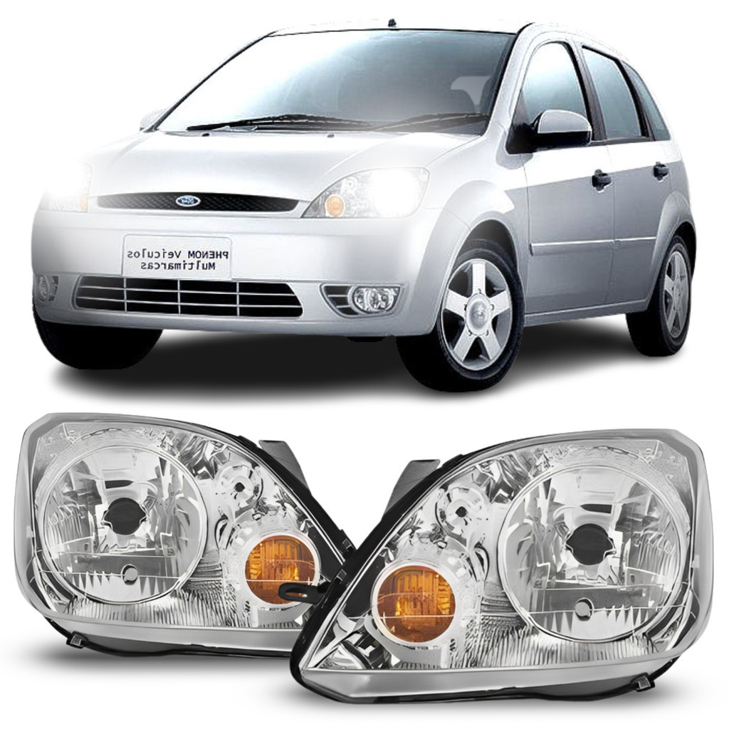 Par/Un Farol Dianteiro Fiesta 2003 2004 2005 2006 2007 Cromado em Oferta na Shopee