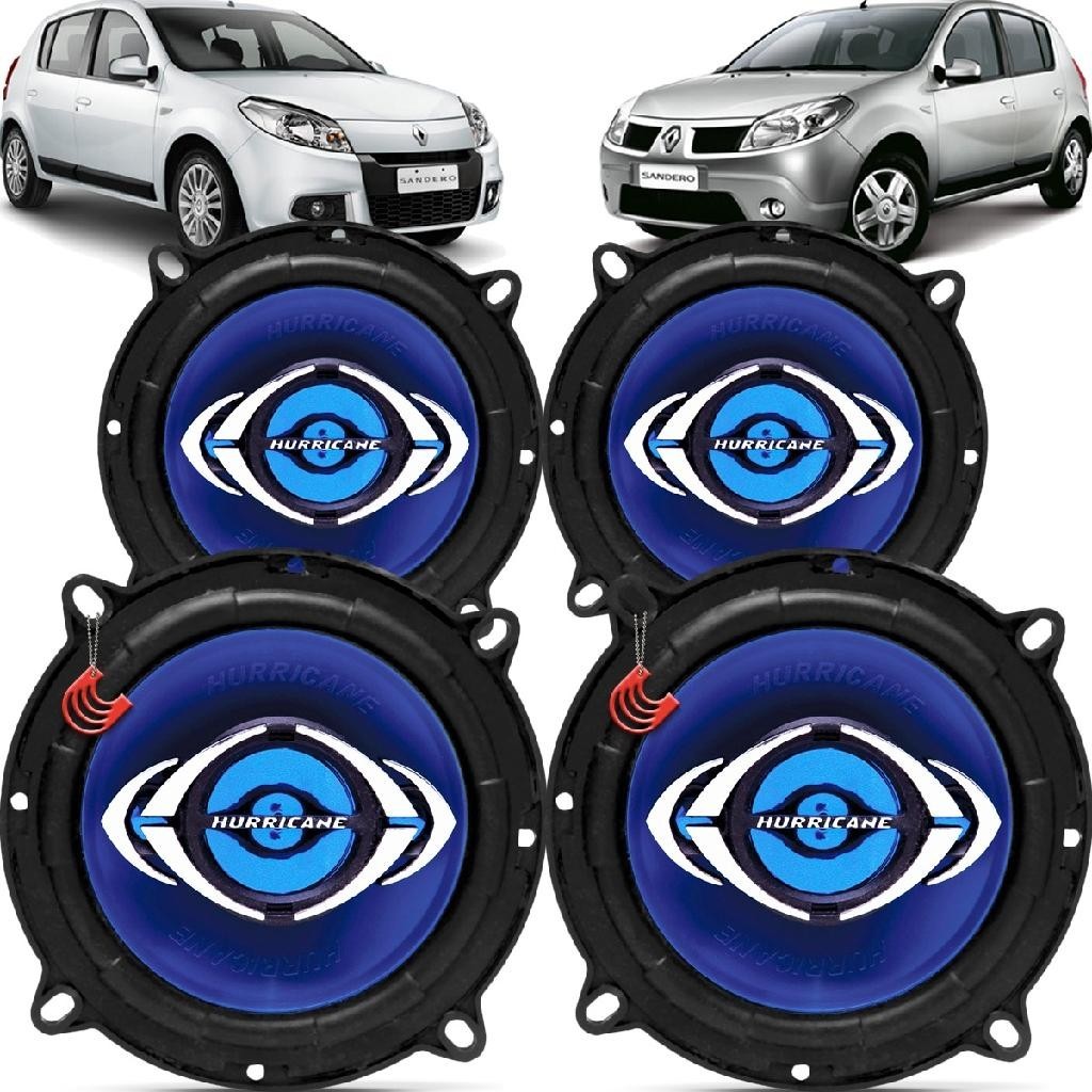 Kit Alto Falantes Dianteiros + Traseiros Renault Sandero 2007 até 2014 - Hurricane Class 520w - Spare Parts and Accessories for Vehicles