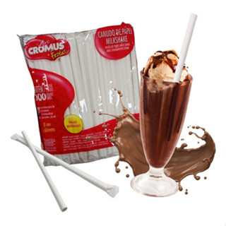 Canudo Sache Reto Papel Grosso para Milkshake Vitamina 400un. em Oferta na Shopee