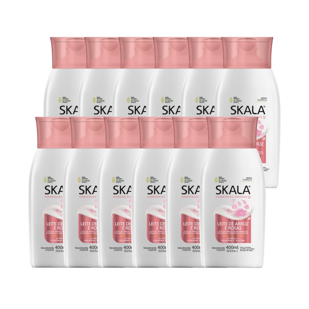 Kit 12 Loção Creme Hidratante Corporal Arroz E Rosas Skala em Oferta na Shopee