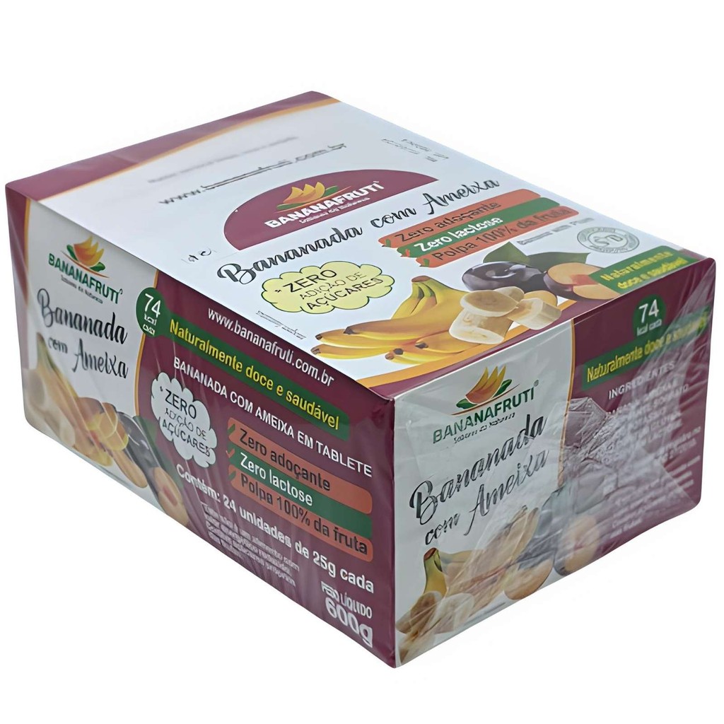 Box Bananada Ameixa Zero Açúcares 24un de 25g Bananafruti