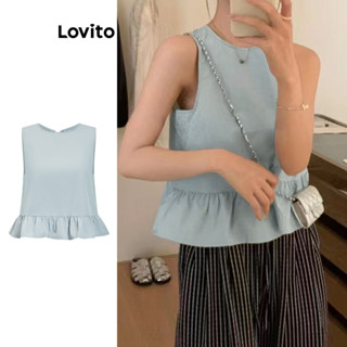 Lovito Regata Casual Lisa Plissada Regata Feminina L99ED451 em Oferta na Shopee