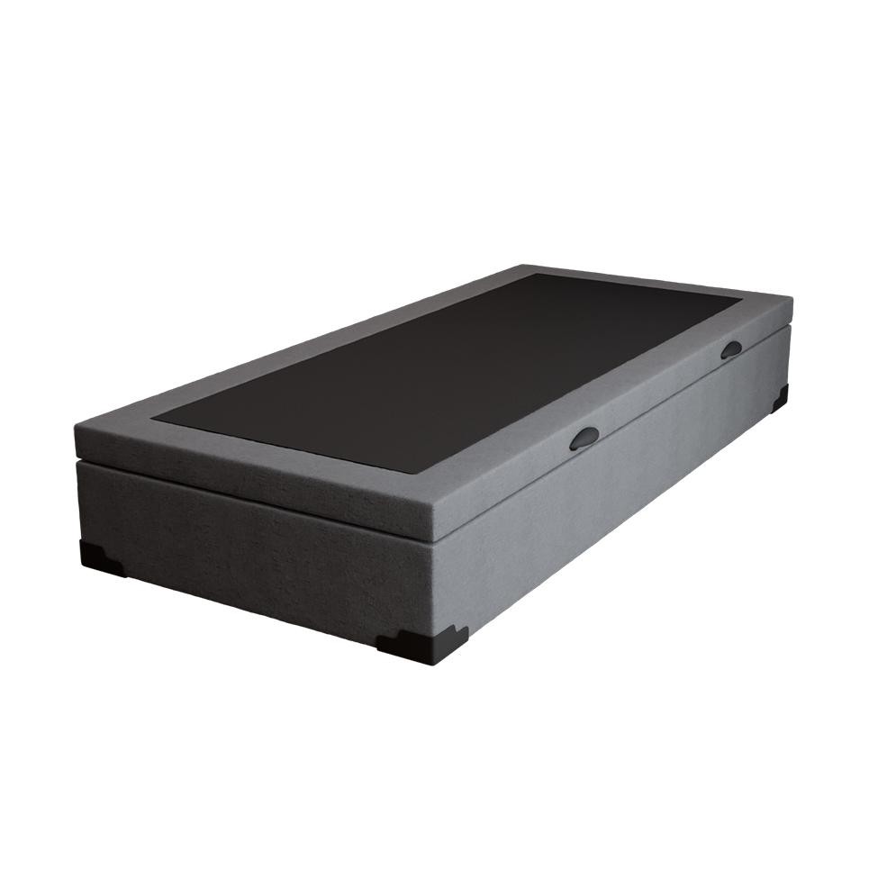 Base para Cama Box Solteiro Guldi com Baú Linho (47x88x188 cm) Cinza - Home & Living