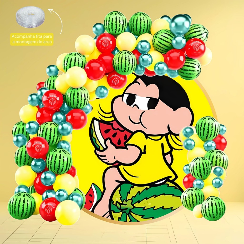 Kit 150 Balões MAGALI MELANCIA VERMELHO 7”+ AMARELO 7”+ 25 MELANCIA 9" + VERDE Metalizado 5” KIT30 em Oferta na Shopee