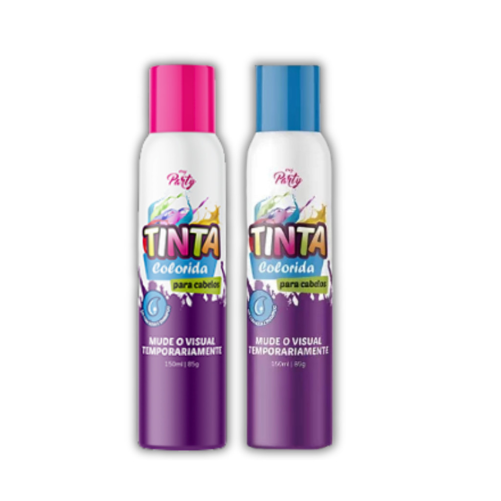Kit 2 Tinta Spray Temporária para Cabelos Azul e Rosa Carnaval, Halloween, Festa - My Party em Oferta na Shopee