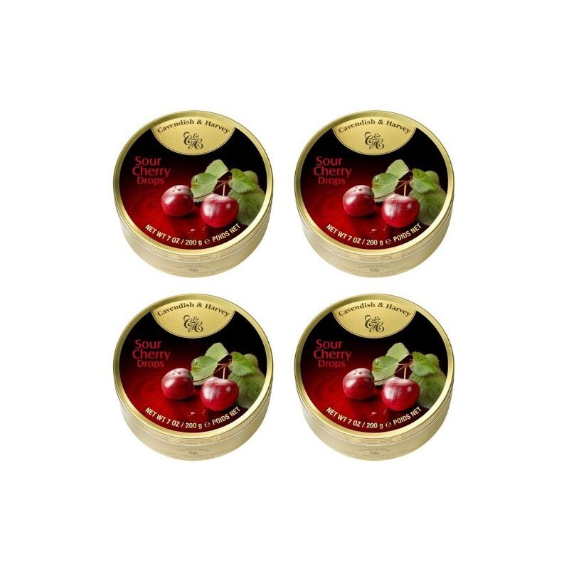 Kit 4 Balas Cherry Cavendish & Harvey Lata 200 Gramas