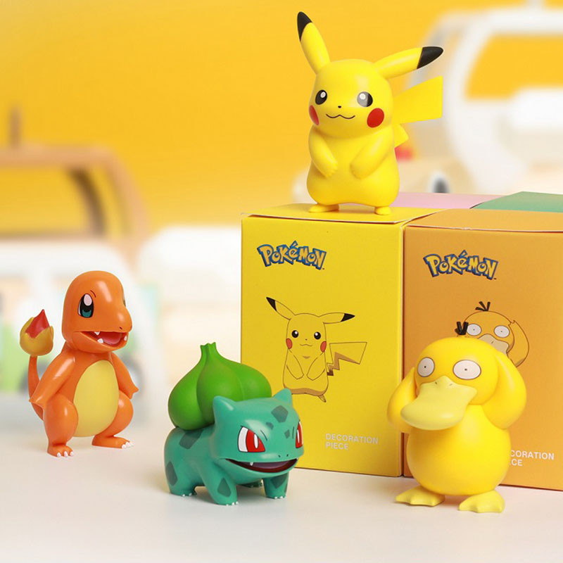 6pcs Pokemon Série Ação Figura Pikachu Charmander Squirtle Jigglypuff Doll Ornament Brinquedo Infantil