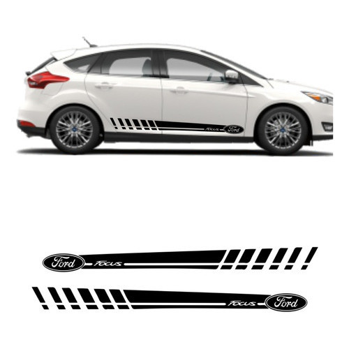 Kit 2 Faixas Laterais Do Carro Ford Focus Adesivo Em Vinil