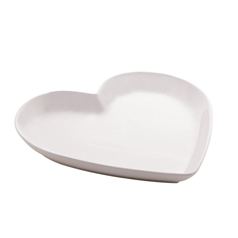 Porta Anéis Lyor Coração de Ceramica Branco 21,5cm x 20,5cm - Home & Living