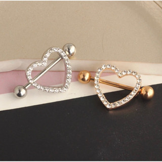 Piercing Mamilo Coração Cravejado em Aço Cirúrgico em Oferta na Shopee