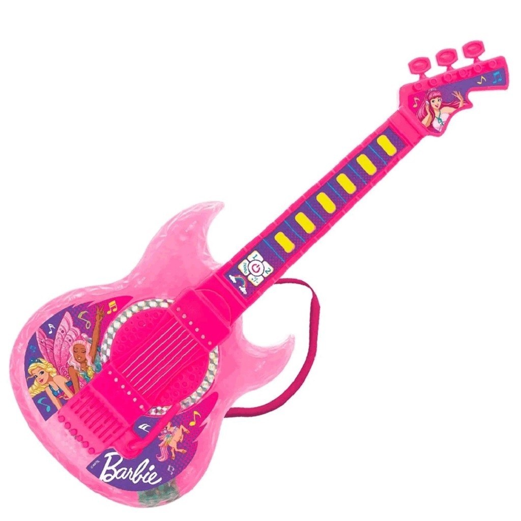 Detalhes do Brinquedo Musical Dreamtopia Barbie Guitarra Com Função MP3 E Bateria - Fun