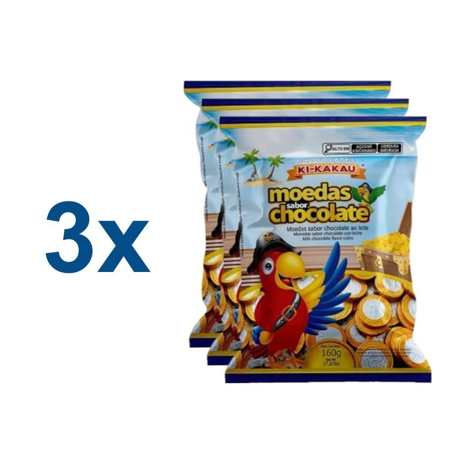 Moeda de Chocolate Ki Kakau C/ 43u 160g - 3 Pacotes
