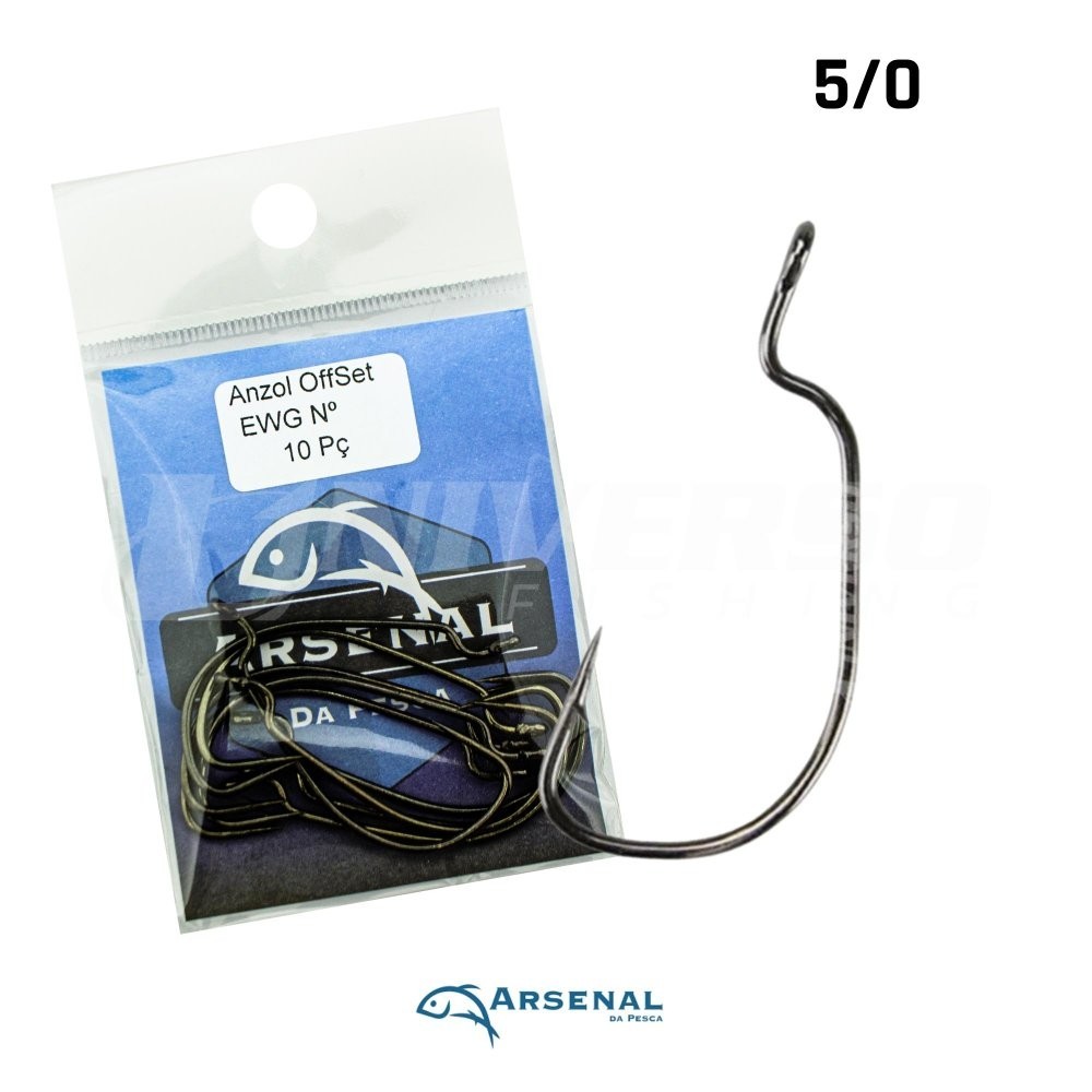Anzol Arsenal da Pesca OffSet EWG Black Nickel - 10pçs 5/0