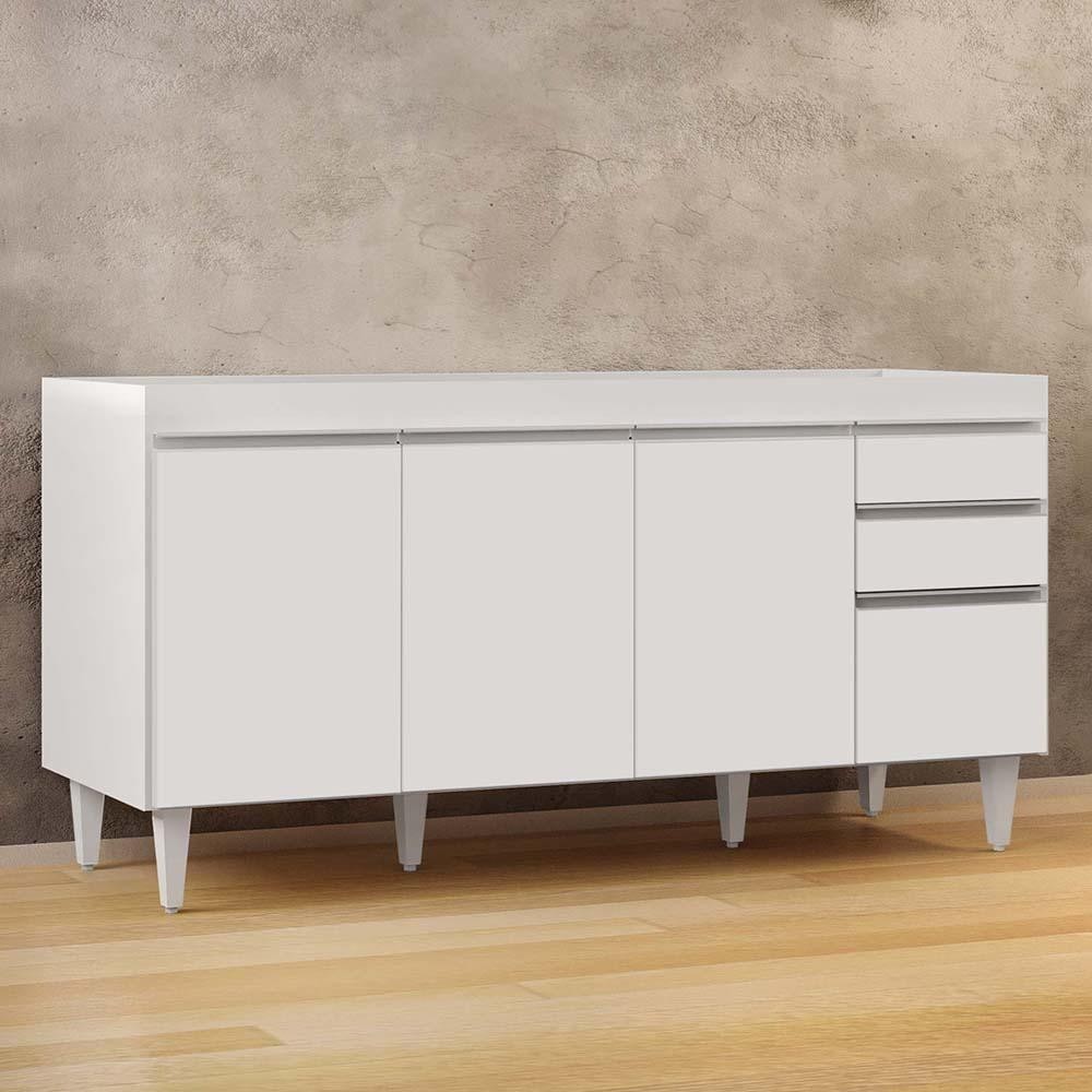 Balcão Gabinete 160cm Sem Tampo 4 Portas 2 Gavetas Arkansas Branco - Lumil Móveis em Oferta na Shopee
