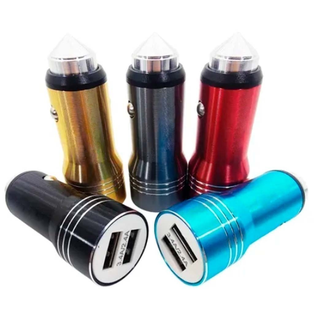 kit 3 carregadores veicular carro 2 Entradas Usb carregamento rápido Cores variadas veicular