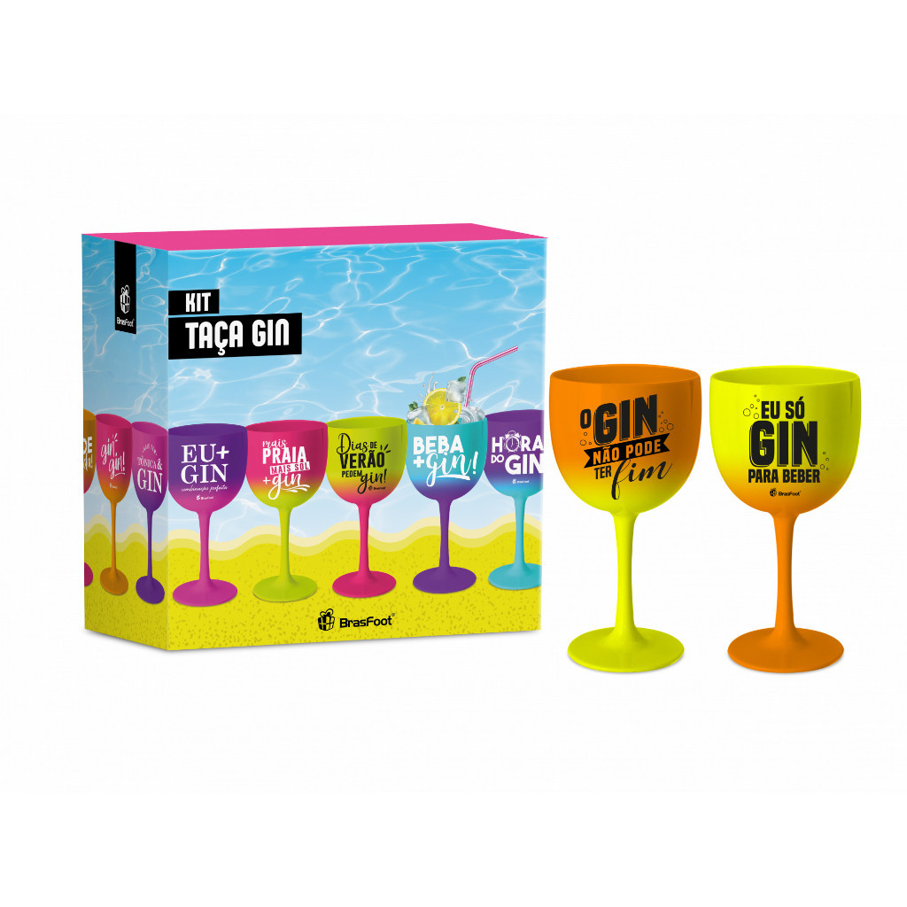 Kit 2 Taças Festas para Drinks Coquetéis Gin 580 ml - O Gin Não Pode Ter Fim