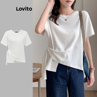 Lovito Camiseta Feminina Casual Com Nó Liso L80ED360