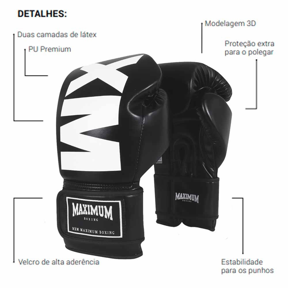 Luva MXM Muay Thai Boxe Maximum Rosa + Par De Bandagem Rosa 5m
