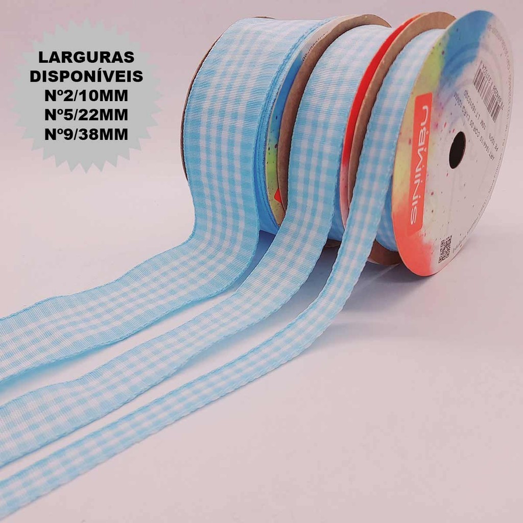 Fita XADREZ 1944/C05-Azul BB/Bca (Larguras:10/22/38mm) Sinimbu 10MT- em Oferta na Shopee