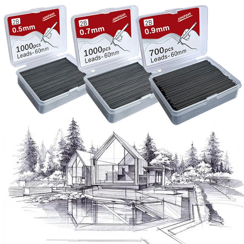 10000pcs 0.5/0.7mm 2B Lápis Mecânico Substituir De Chumbo Recarga Estudantes Apagar Escrita Desenho Papelaria