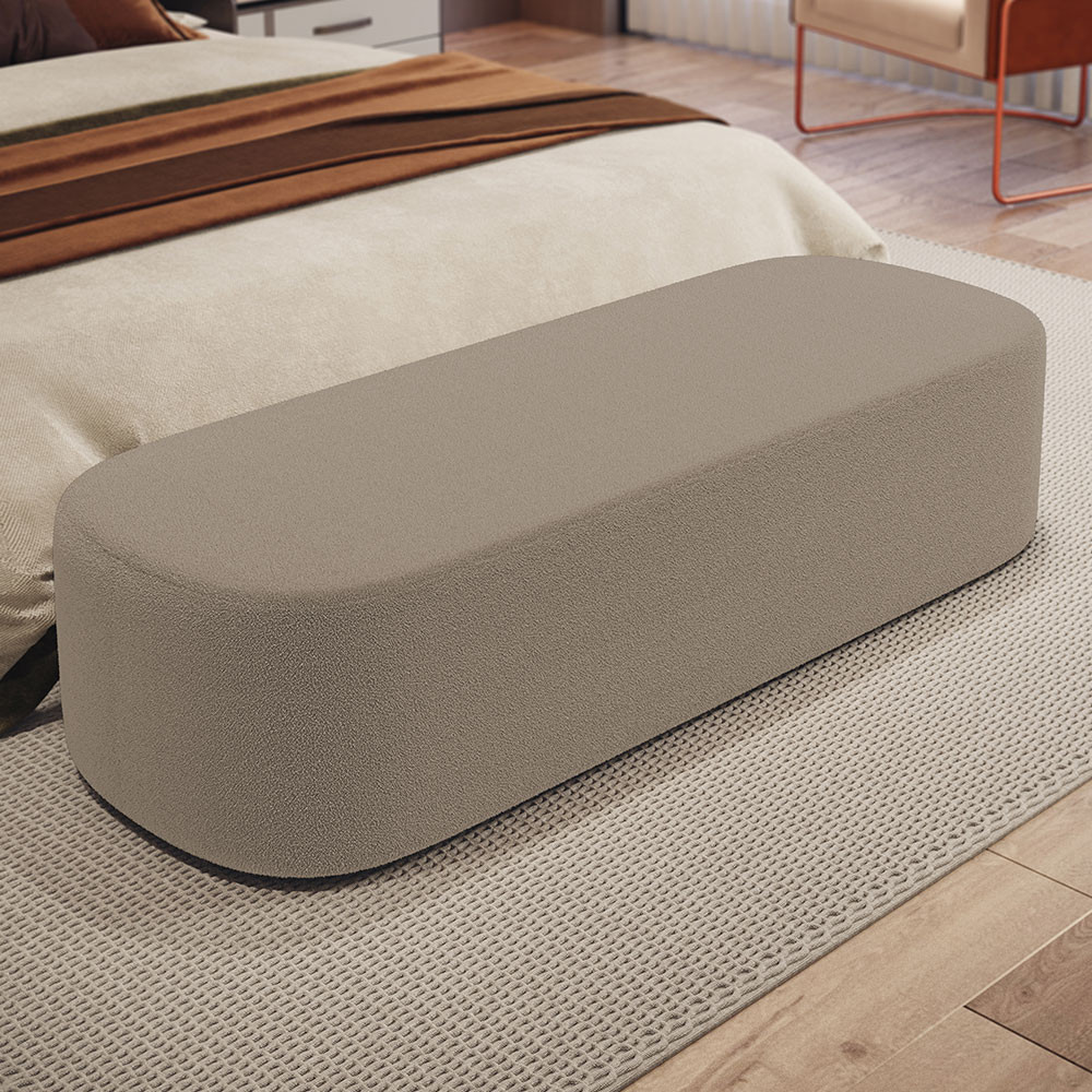 Puff Decorativo Orgânico Para Living Quarto 140cm Doha W01 Bouclê Bege - Lyam Decor em Oferta na Shopee