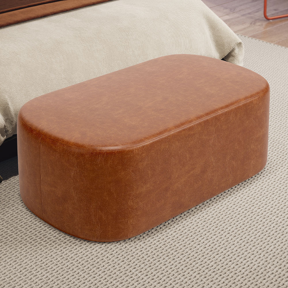 Puff Decorativo Orgânico para Living Quarto 100cm Doha W01 Couríssimo Camel - Lyam Decor em Oferta na Shopee