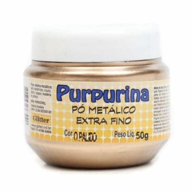 Purpurina em Pó Metálico 50g Ouro Pálido - Gliart