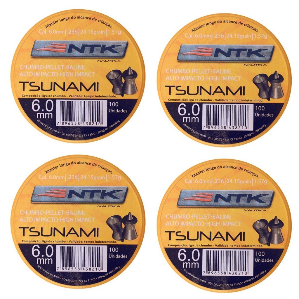 Kit 400 chumbinhos 6.0 caça perfuração impacto tsunami ntk em Oferta na Shopee