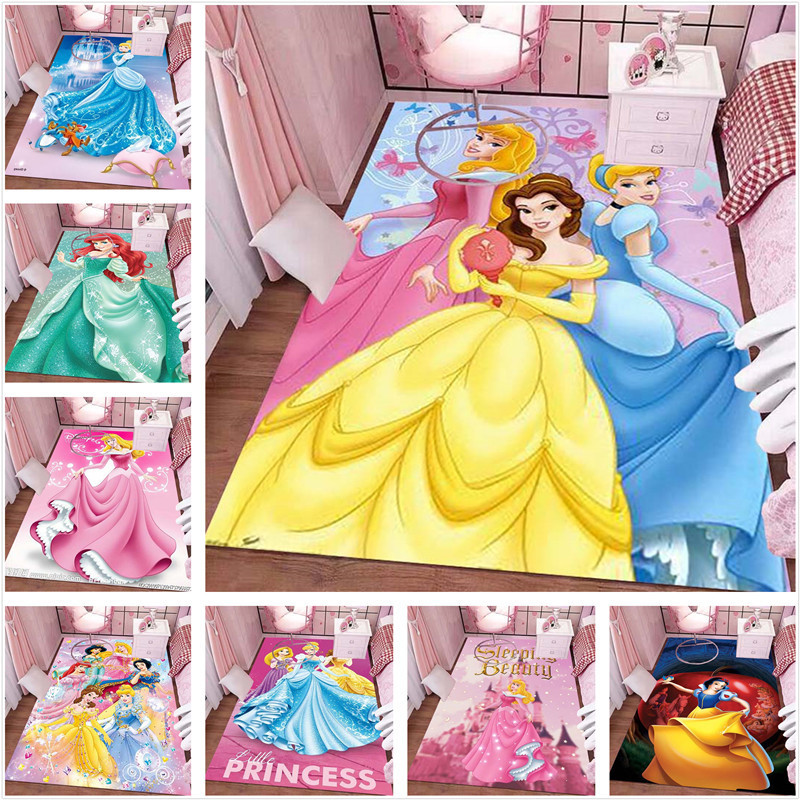 Disney Princess Cartoon Carpete Do Quarto Das Crianças , Área Sofá Da Sala De Estar , Absorção De Água E Tapete De Jogo Antiderrapante , Presente De Filha Personalizado Com Fotos-1