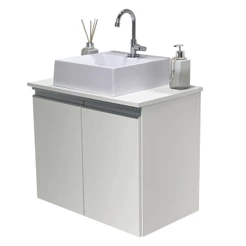 Balcão Gabinete Banheiro Roma Com Cuba 100% MDF - 60cm - MONTADO