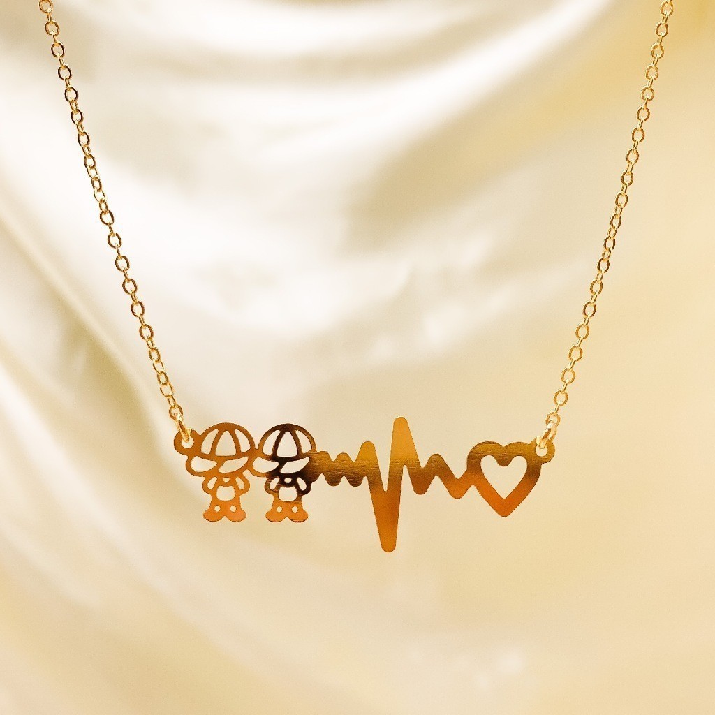 Gargantilha de filhos batimento cardíaco semijoia com banho em ouro 18K e prata 925 em Oferta na Shopee