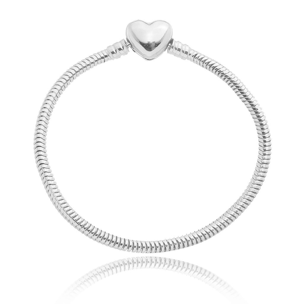 Pulseira Para Berloque Fecho Coração Banhado a Prata 925 em Oferta na Shopee