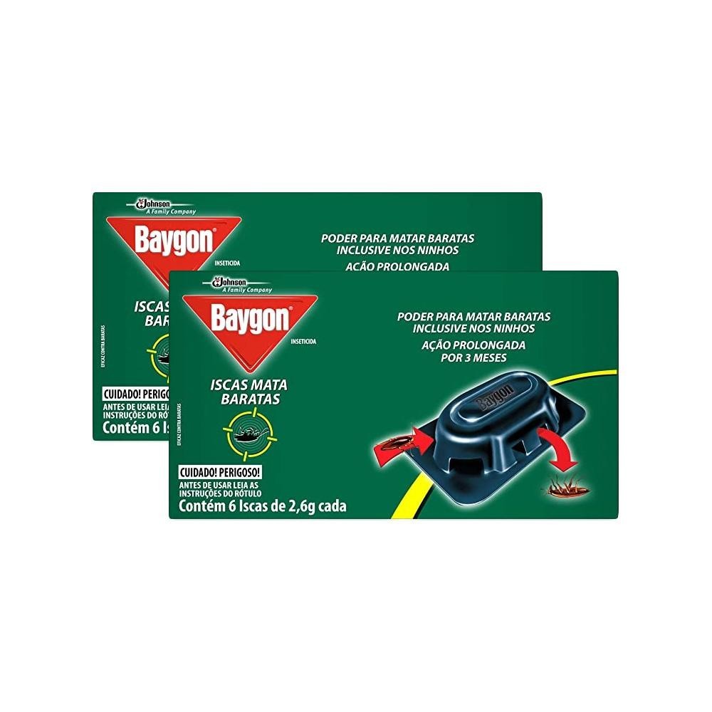 Kit 2 Inseticida Isca Baygon Mata Baratas 6 Unidades 2,6g cada - Home & Living