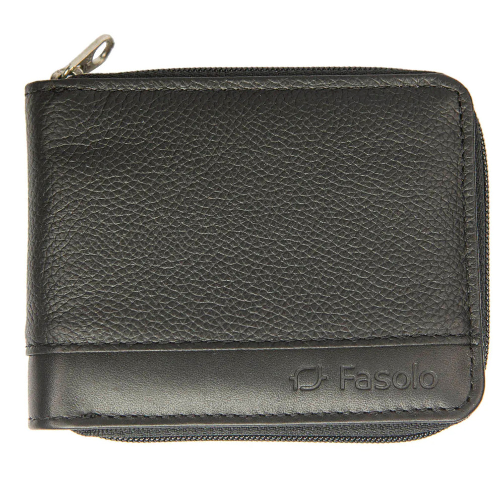 Carteira De Zíper Masculina Couro Grande Original Fasolo