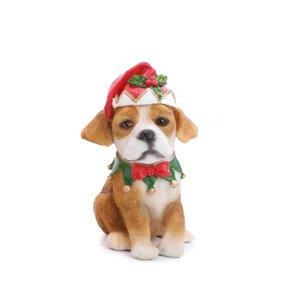 ENFEITE PENDURAR CACHORRO C/GORRO RENA NOEL