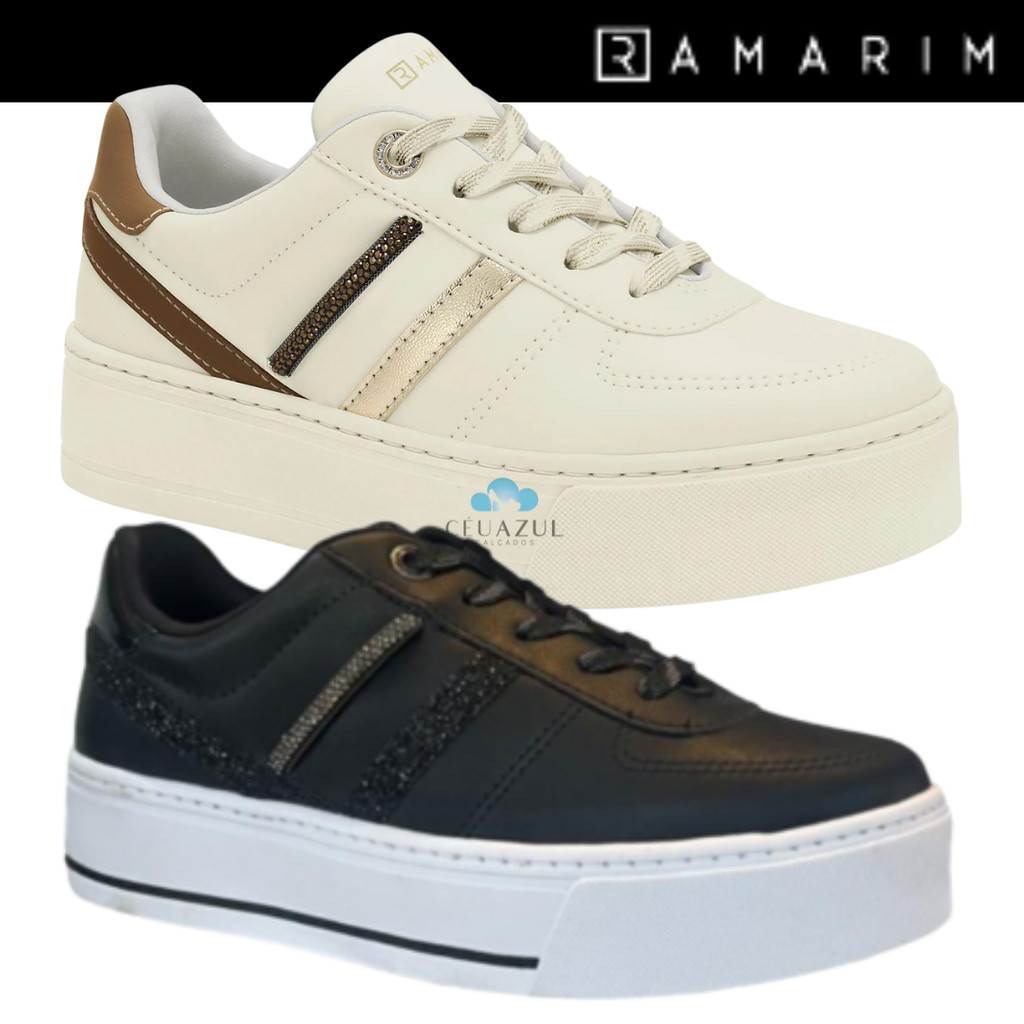 Tênis Feminino Ramarim Casual Plataforma Detalhe Brilho Conforto em Oferta na Shopee