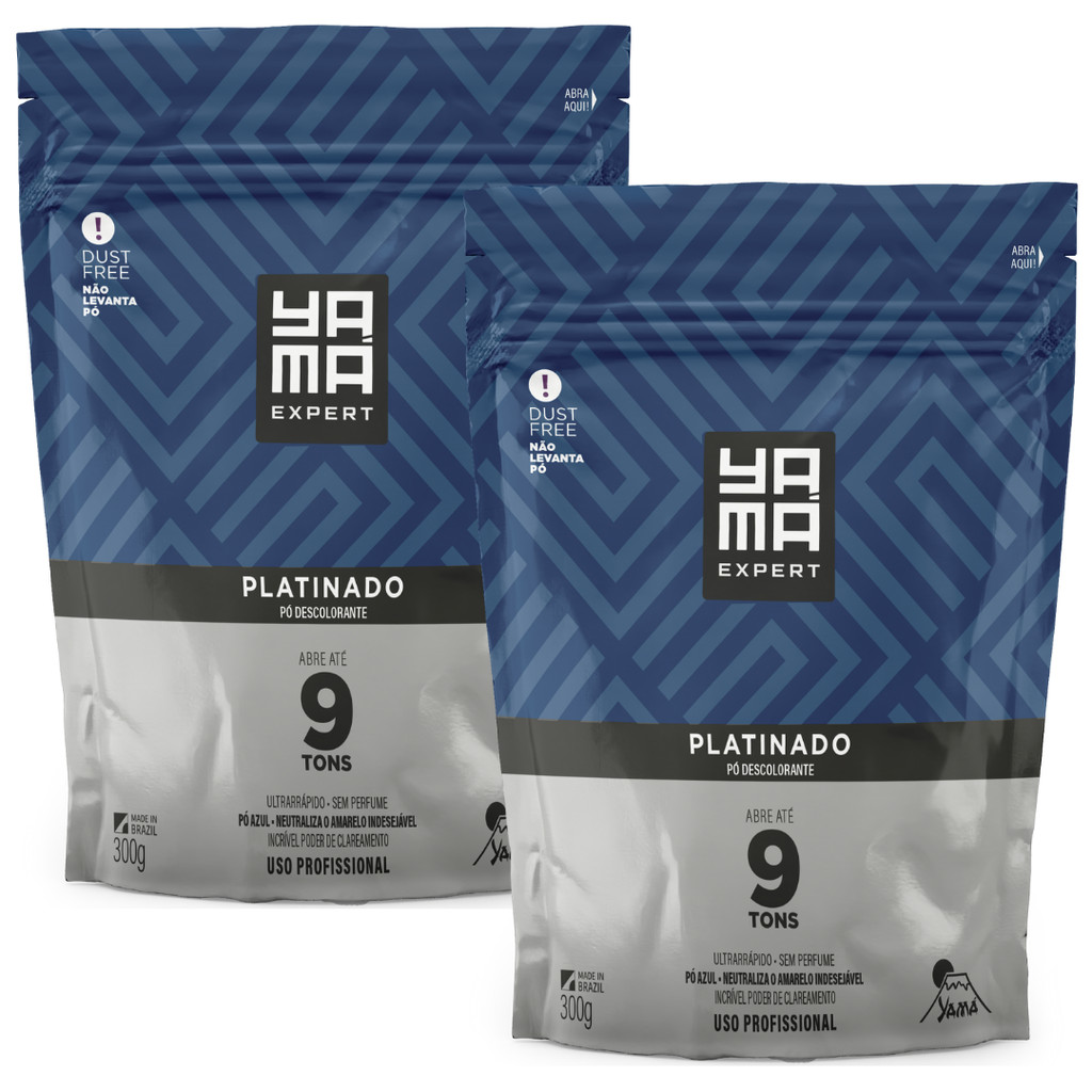 Kit 2 Pó Descolorante Platinado Profissional 9 Tons Efeito Rápido Yama Refil 300g