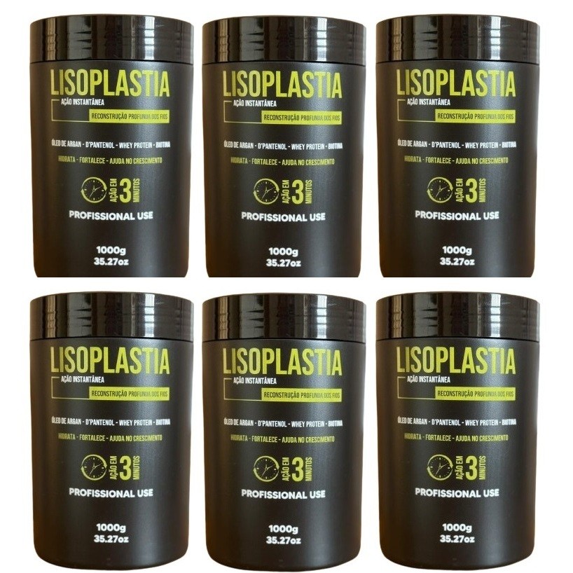6 MASCARA HIDRATANTE RECUPERA OS FIOS HIDRA LISOPLASTIA PROFISSIONALLL 1KG