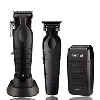 Kit Barbeiro Iniciante Barbearia Combo de Máquinas Kemei 2296-2299-1102 Profissional
