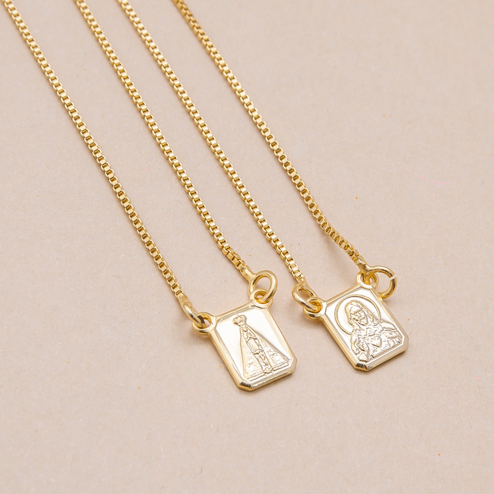 Escapulário Nossa Senhora com Banho em Ouro 18k em Oferta na Shopee
