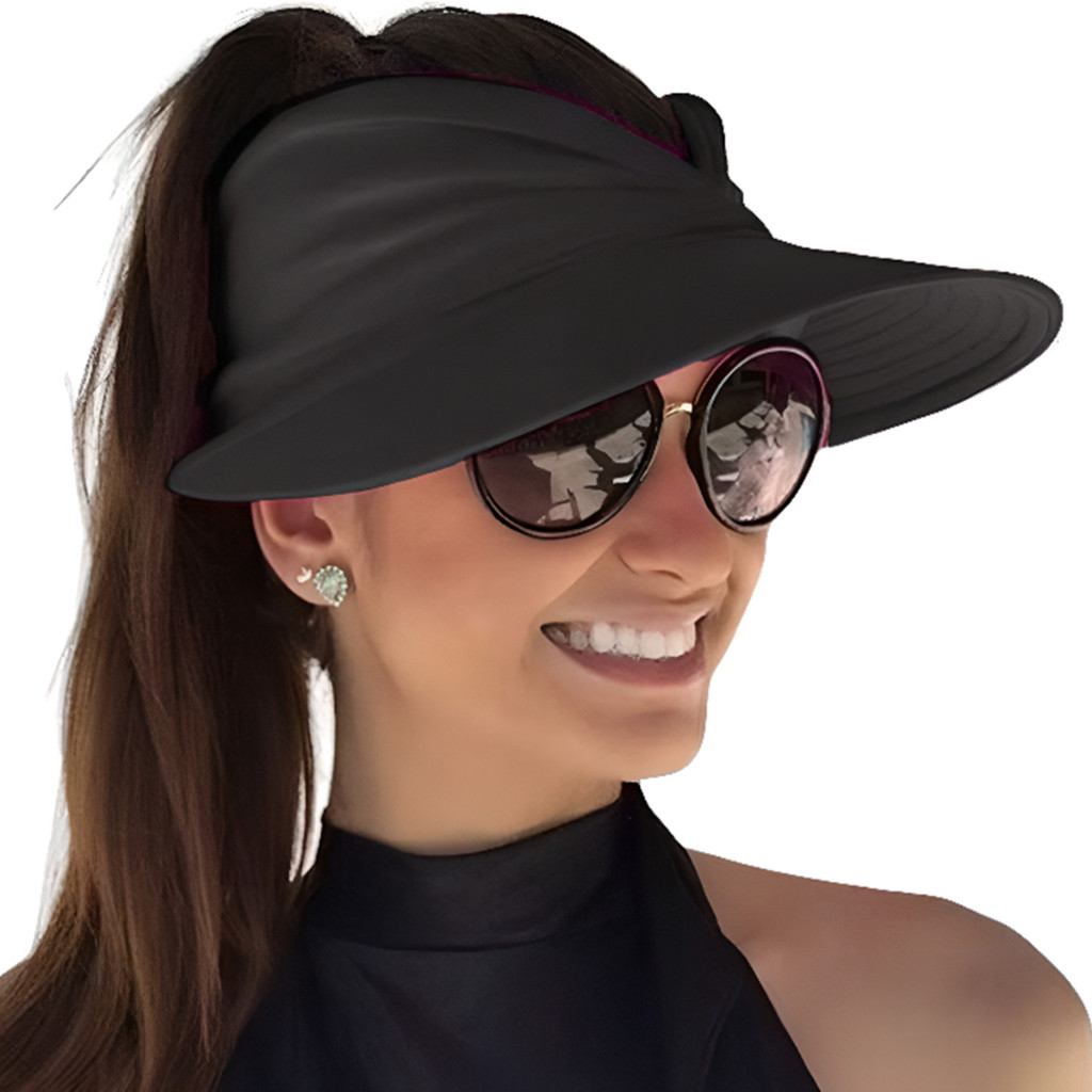Viseira de Praia Turbante Elegante Proteção Solar UV Esporte Clube Piscina Chapeu de Praia Feminino em Oferta na Shopee
