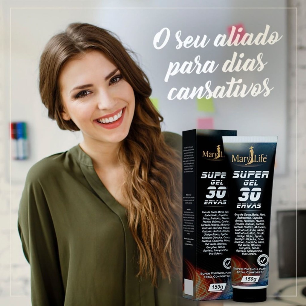 06 Pomada Massageadora Super Gel 30 Ervas 150g Mary Life