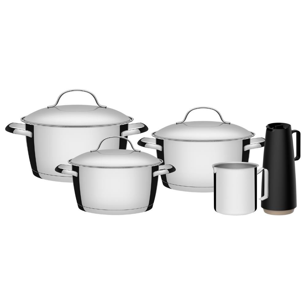 Jogo De Panelas Aço Inox Allegra 5 Peças Tramontina em Oferta na Shopee