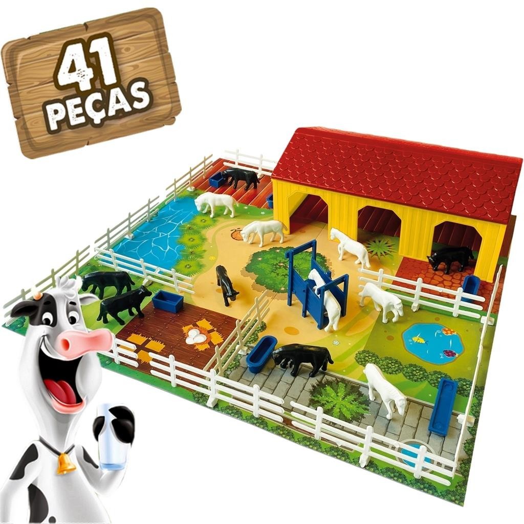 Mini Fazenda De Brinquedo Minha Fazendinha Com Animais Cavalos Vacas Cenario Playset Divertido - Nig Brinquedos em Oferta na Shopee
