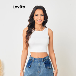 Lovito Regata Básica Simples Casual para Mulheres LBL08211