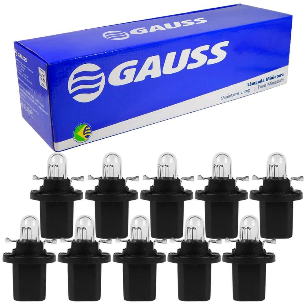 10 Lâmpada Gauss Miniatura Incolor 1.2w 12v B8.5d Gl2721mf
