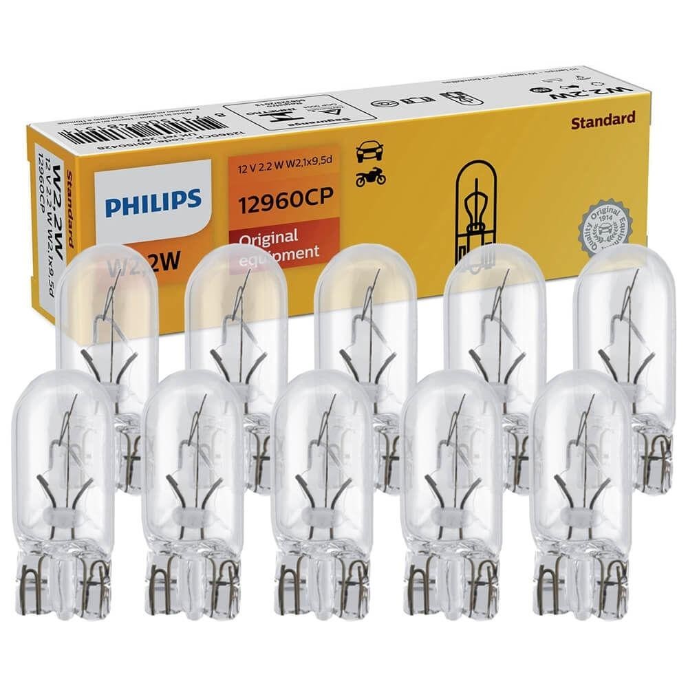 10 Lâmpada Philips Esmagada W2w 12v W2.1x9.5d Sinalização - Spare Parts and Accessories for Vehicles