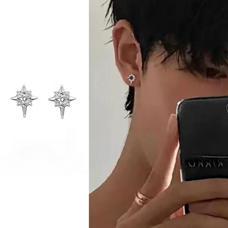 Fashion Starlight Ear Stud Para Homens Clássico De Orelha Mulheres Preto Branco Zircon Star Earrings Jóias Acessórios Masculinos Namorado Presentes