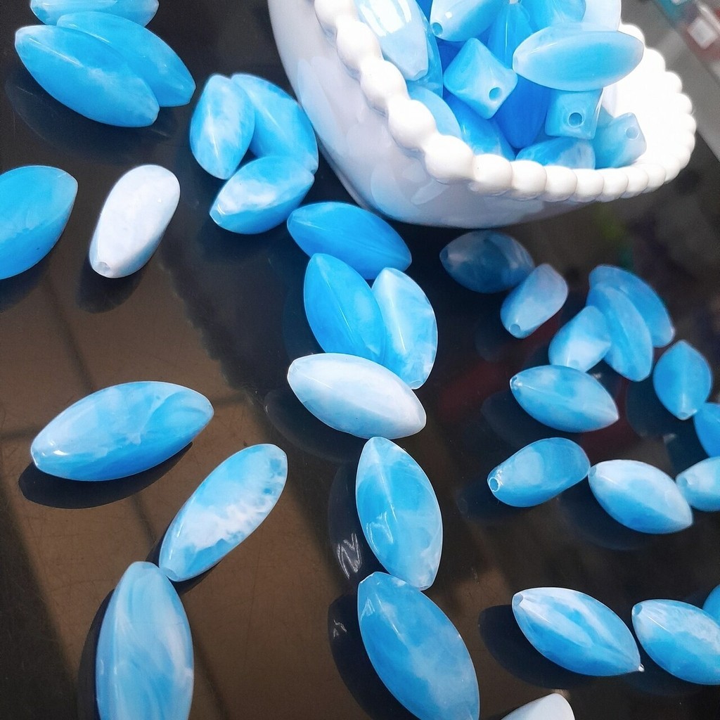 Conta Resina Navete 9x24mm Opal Mesclado Cores 250g